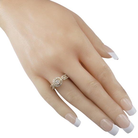 14 Karat Yellow Gold Diamond Cluster Halo Ring Size 7 #20712 - Picture 7 of 8